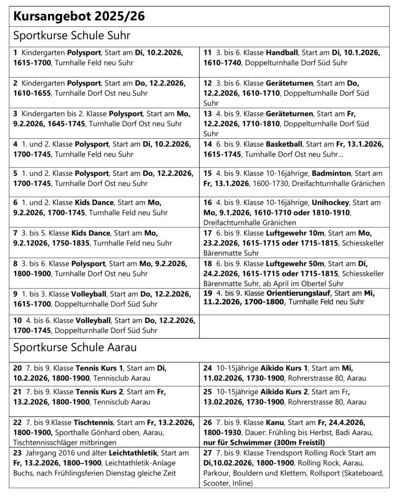 Schulsportanmeldung 2026